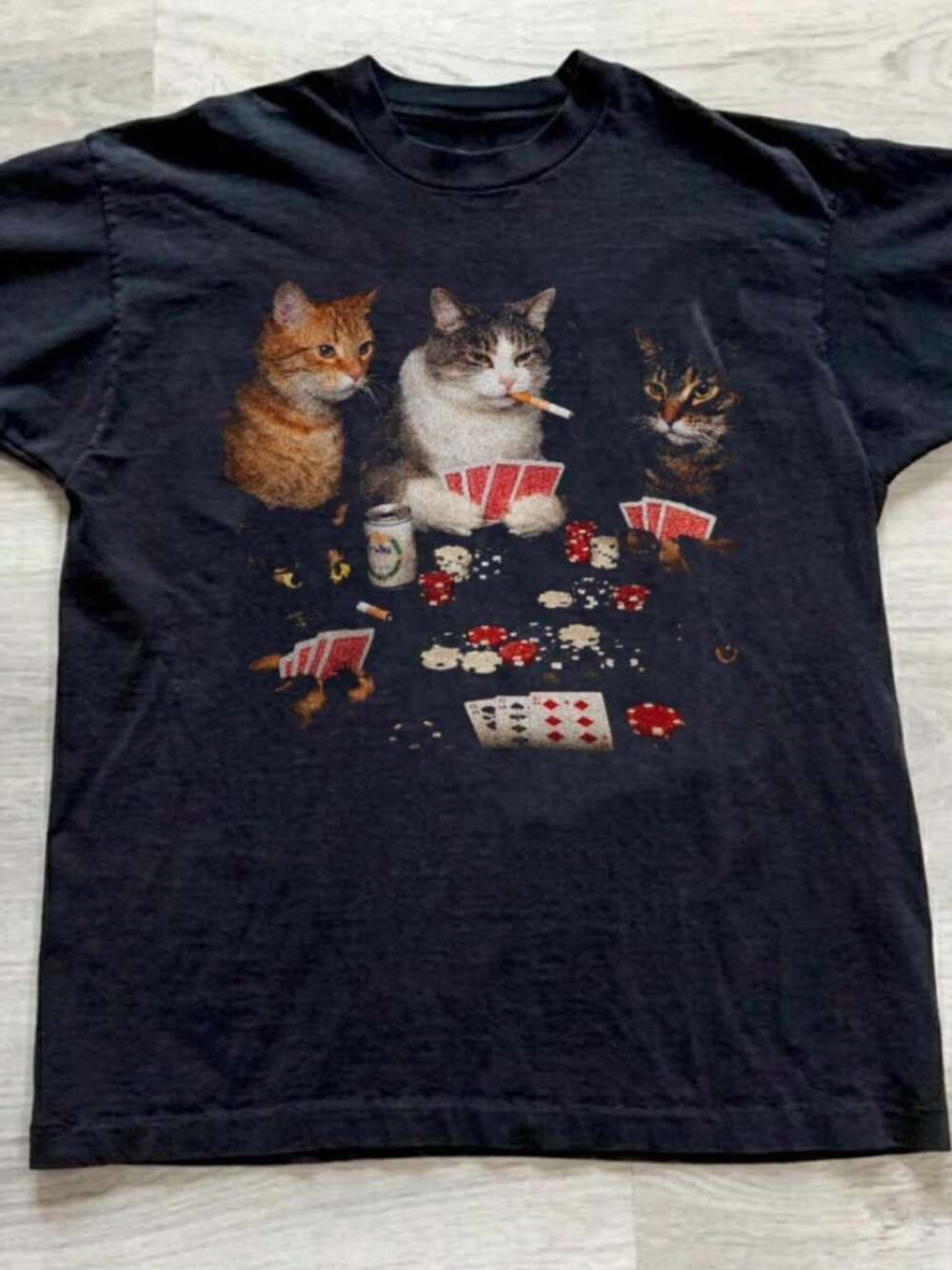 Poker Cats Vintage Tee, Retro Funny Gambling Cat Shirt, Kitten Card Game Gift